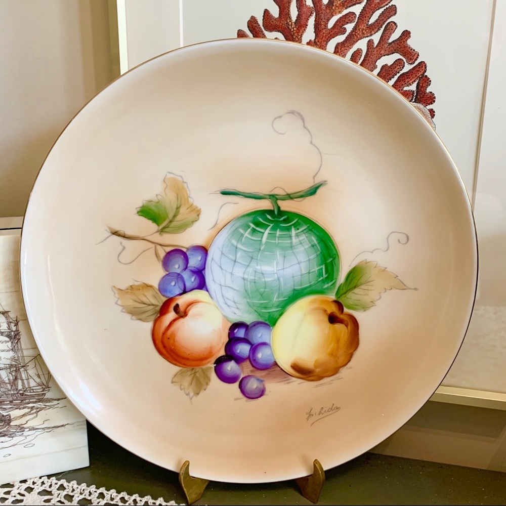 Beautiful Gold Rimmed Decorative Plate. Signed